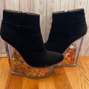 jeffrey campbell icy black wedge boots sz 9